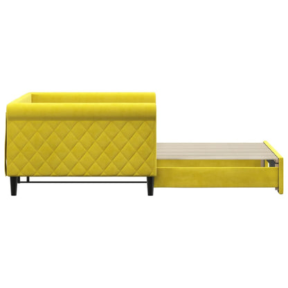 Sofá-cama com gavetão 100x200 cm veludo amarelo