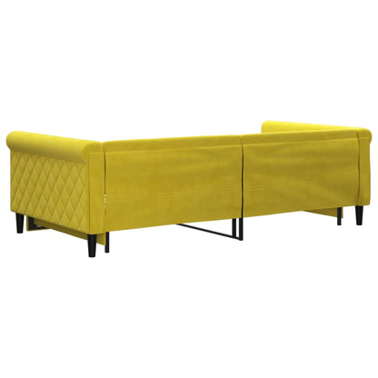 Sofá-cama com gavetão 100x200 cm veludo amarelo