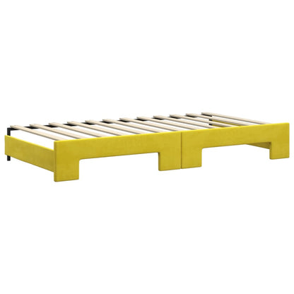 Sofá-cama com gavetão 100x200 cm veludo amarelo