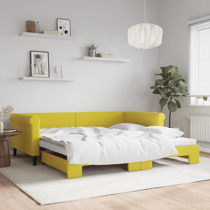 Sofá-cama com gavetão 100x200 cm veludo amarelo