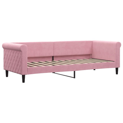 Sofá-cama com gavetão e colchões 80x200 cm veludo rosa