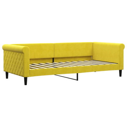 Sofá-cama com gavetão e colchões 90x200 cm veludo amarelo