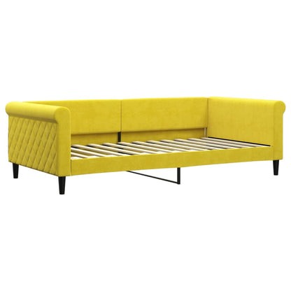 Sofá-cama com gavetão e colchões 100x200 cm veludo amarelo