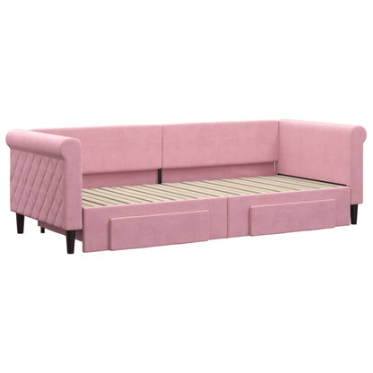 Sofá-cama com gavetão e gavetas 80x200 cm veludo rosa