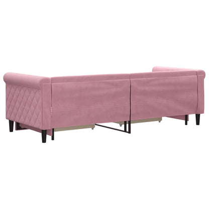 Sofá-cama com gavetão e gavetas 80x200 cm veludo rosa