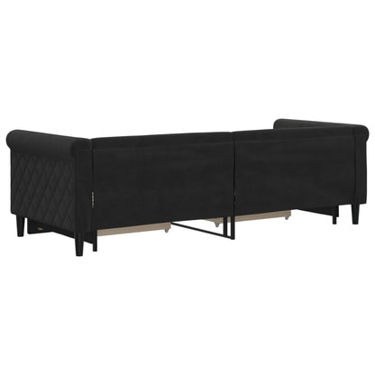 Sofá-cama com gavetão e gavetas 80x200 cm veludo preto