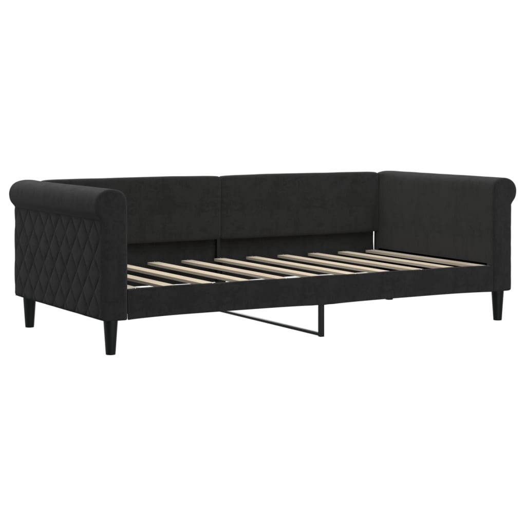 Sofá-cama com gavetão e gavetas 90x190 cm veludo preto