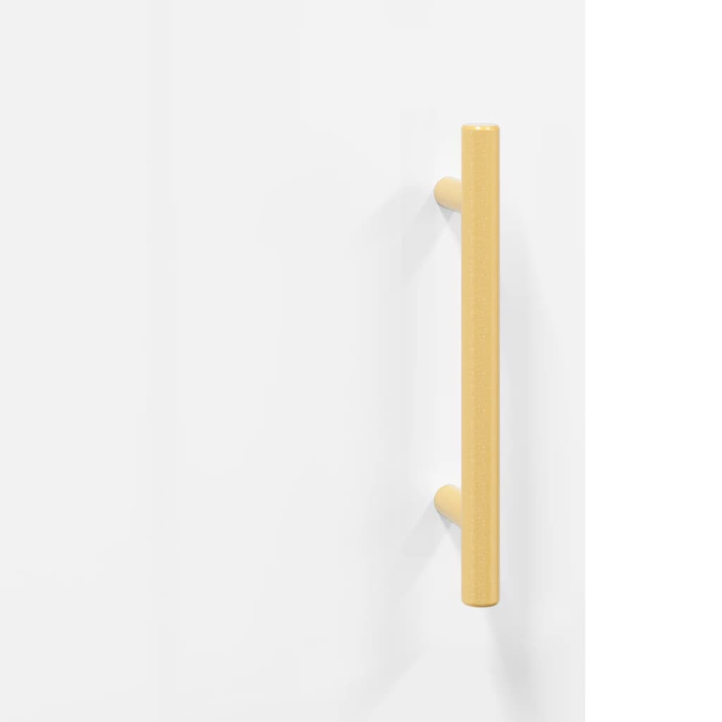 Aparador Vitrine Liva com Puxadores Dourado de 140 cm - Branco Brilhante - Design Moderno