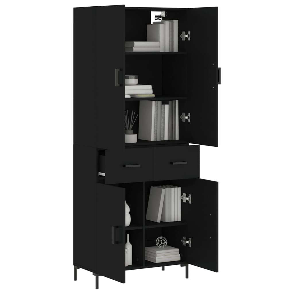 Armário Alto Carol de 180 cm - Preto - Design Moderno