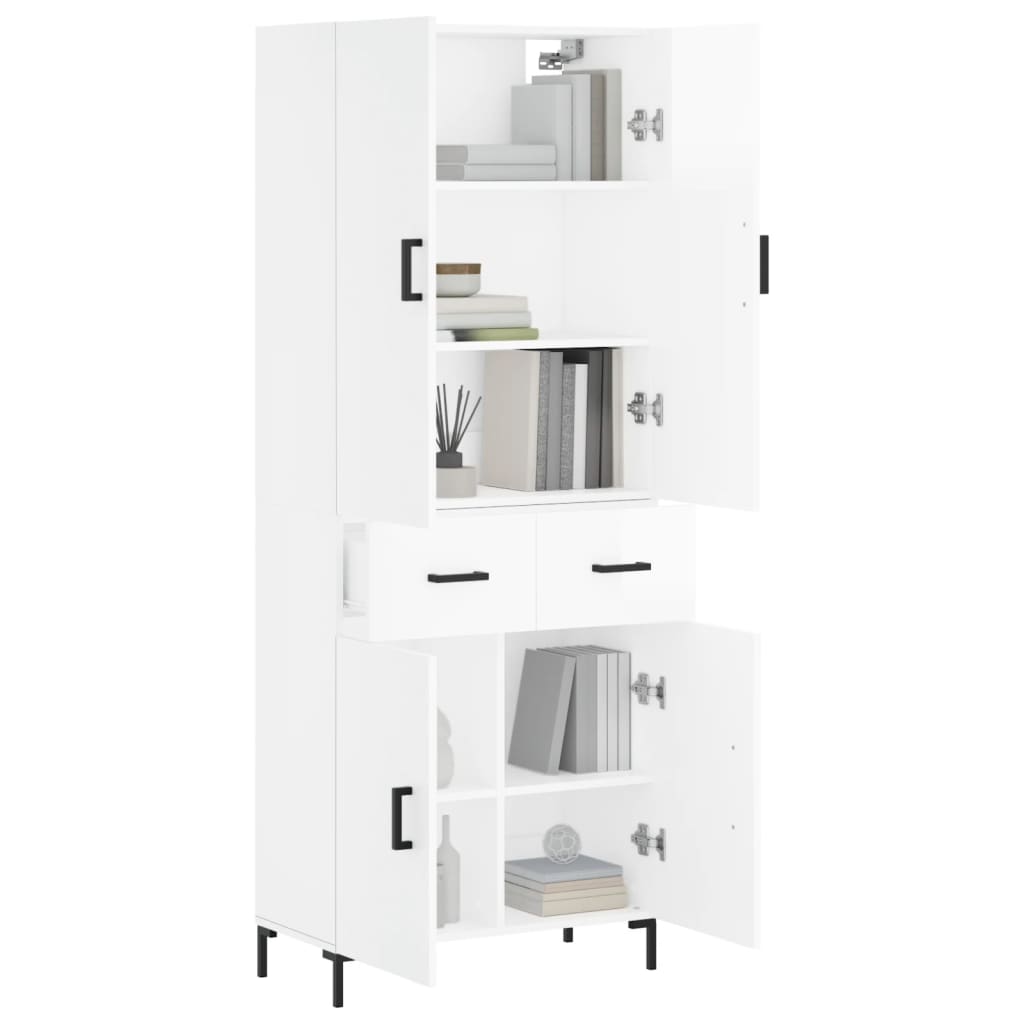 Armário Alto Carol de 180 cm - Branco Brilhante - Design Moderno