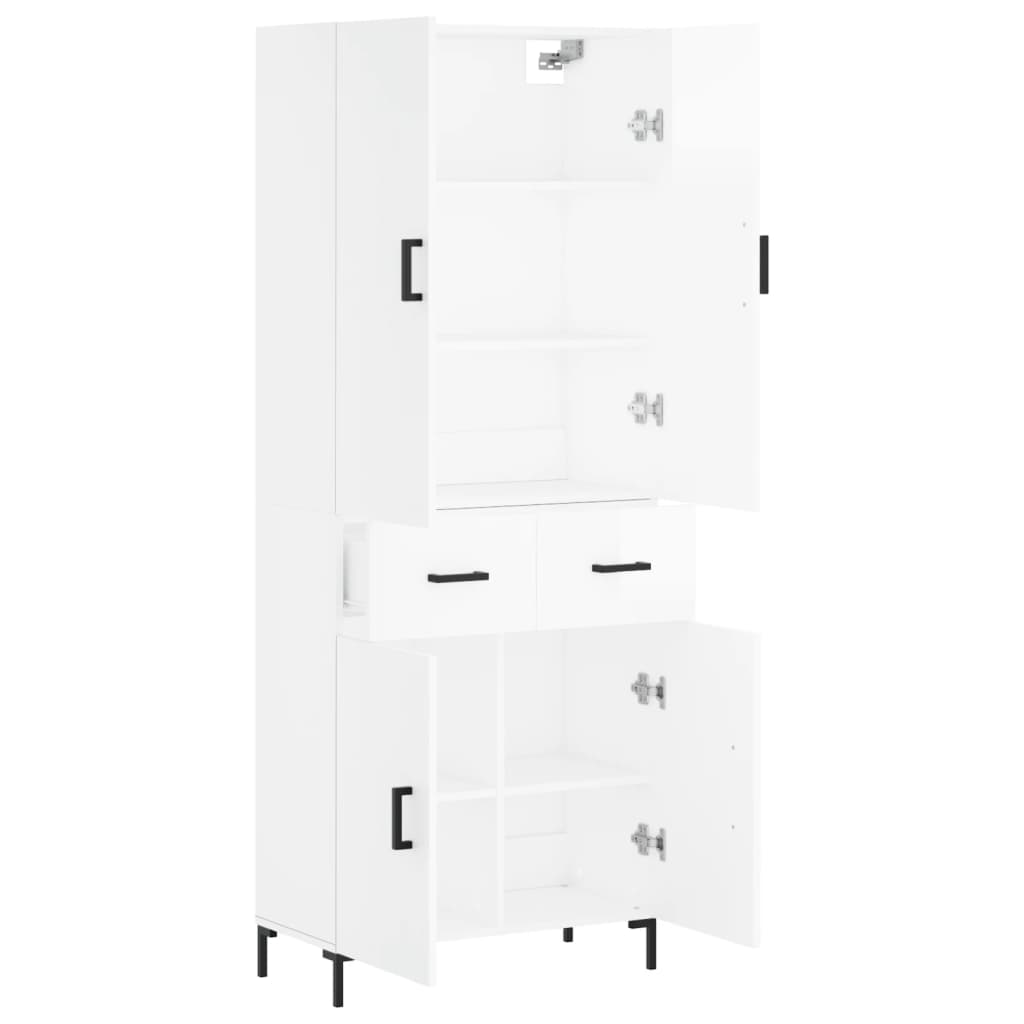 Armário Alto Carol de 180 cm - Branco Brilhante - Design Moderno