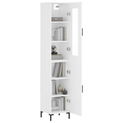 Armário Alto com Vitrine Brenna de 180 cm - Branco - Design Moderno