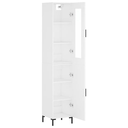 Armário Alto com Vitrine Brenna de 180 cm - Branco - Design Moderno