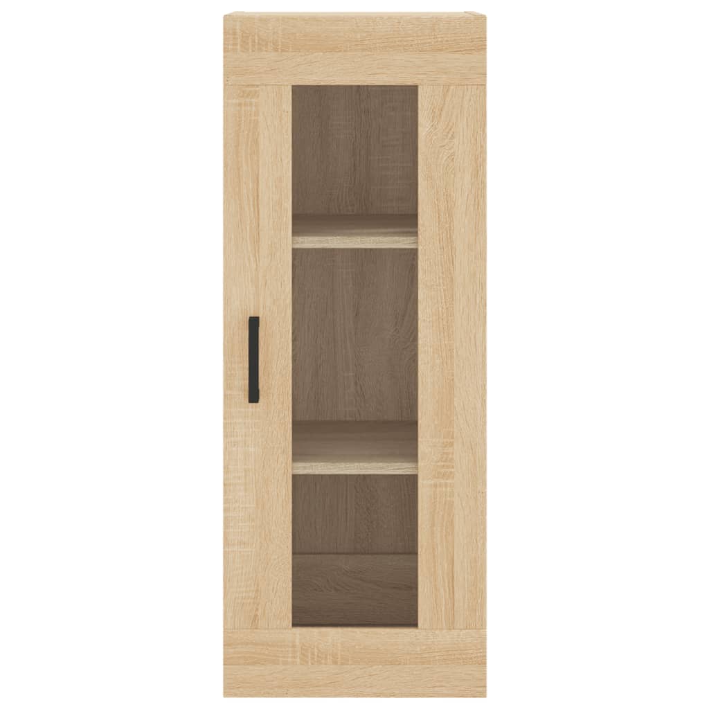 Armário Alto com Vitrine Brenna de 180 cm - Carvalho - Design Moderno