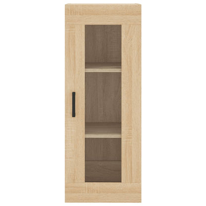 Armário Alto com Vitrine Brenna de 180 cm - Carvalho - Design Moderno