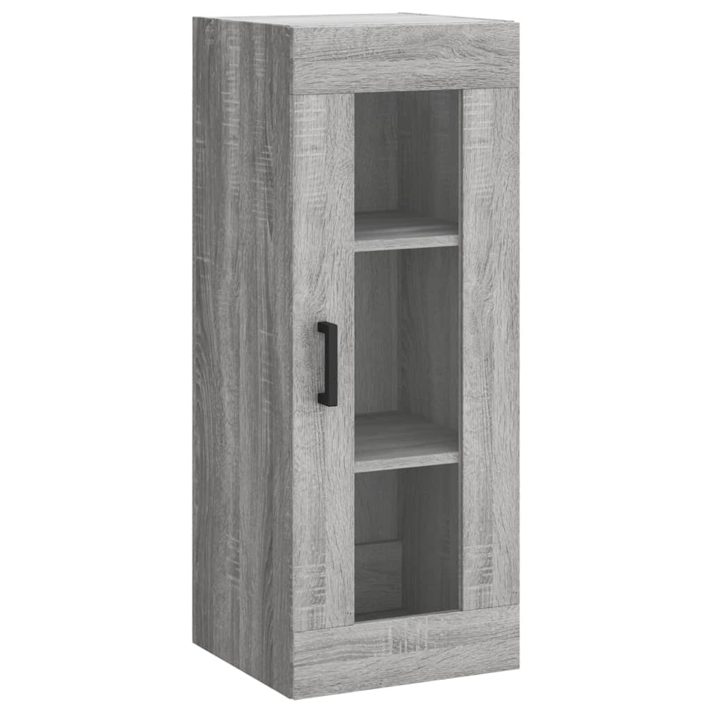 Armário Alto com Vitrine Brenna de 180 cm - Cinzento - Design Moderno