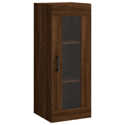 Armário Alto com Vitrine Brenna de 180 cm - Castanho - Design Moderno