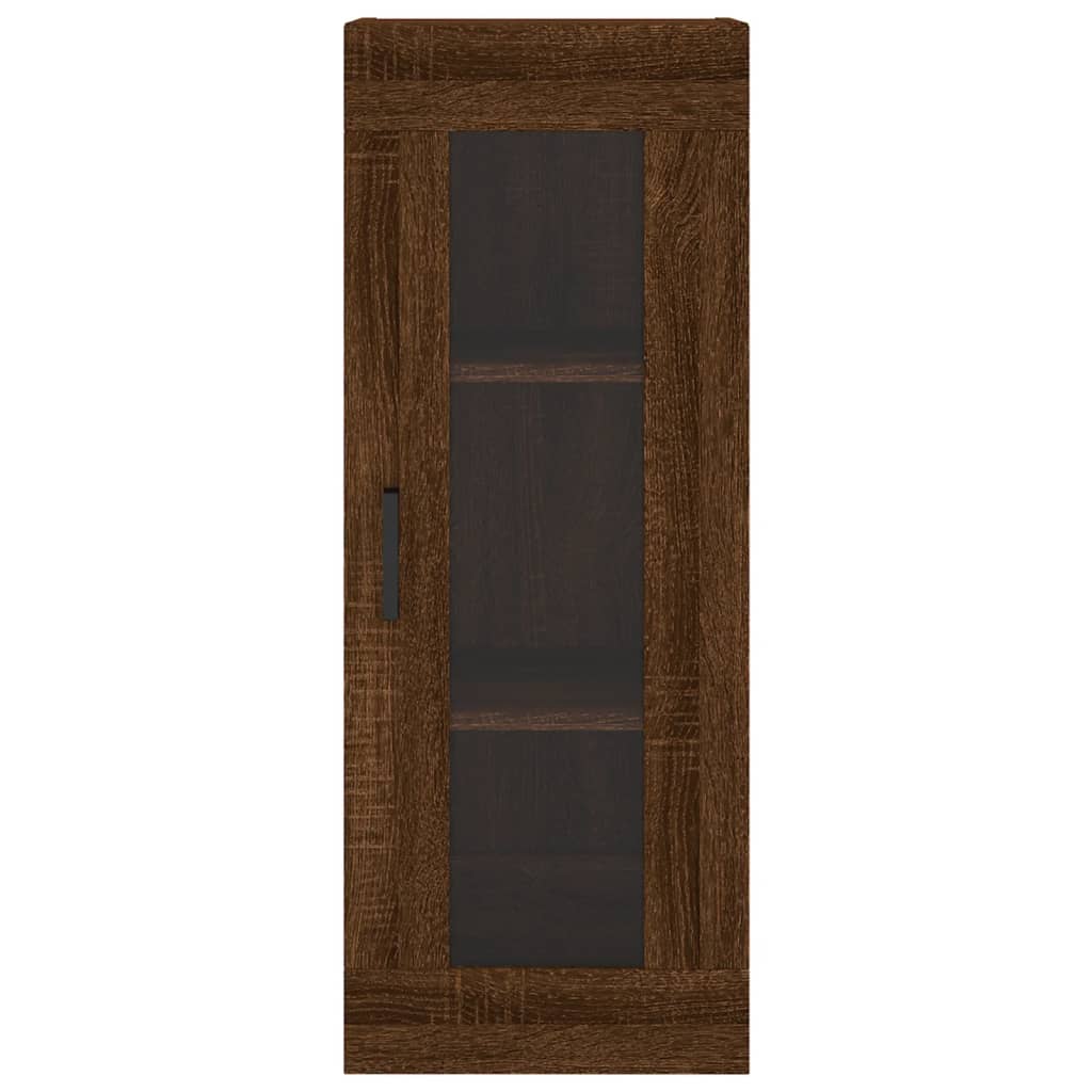 Armário Alto com Vitrine Brenna de 180 cm - Castanho - Design Moderno