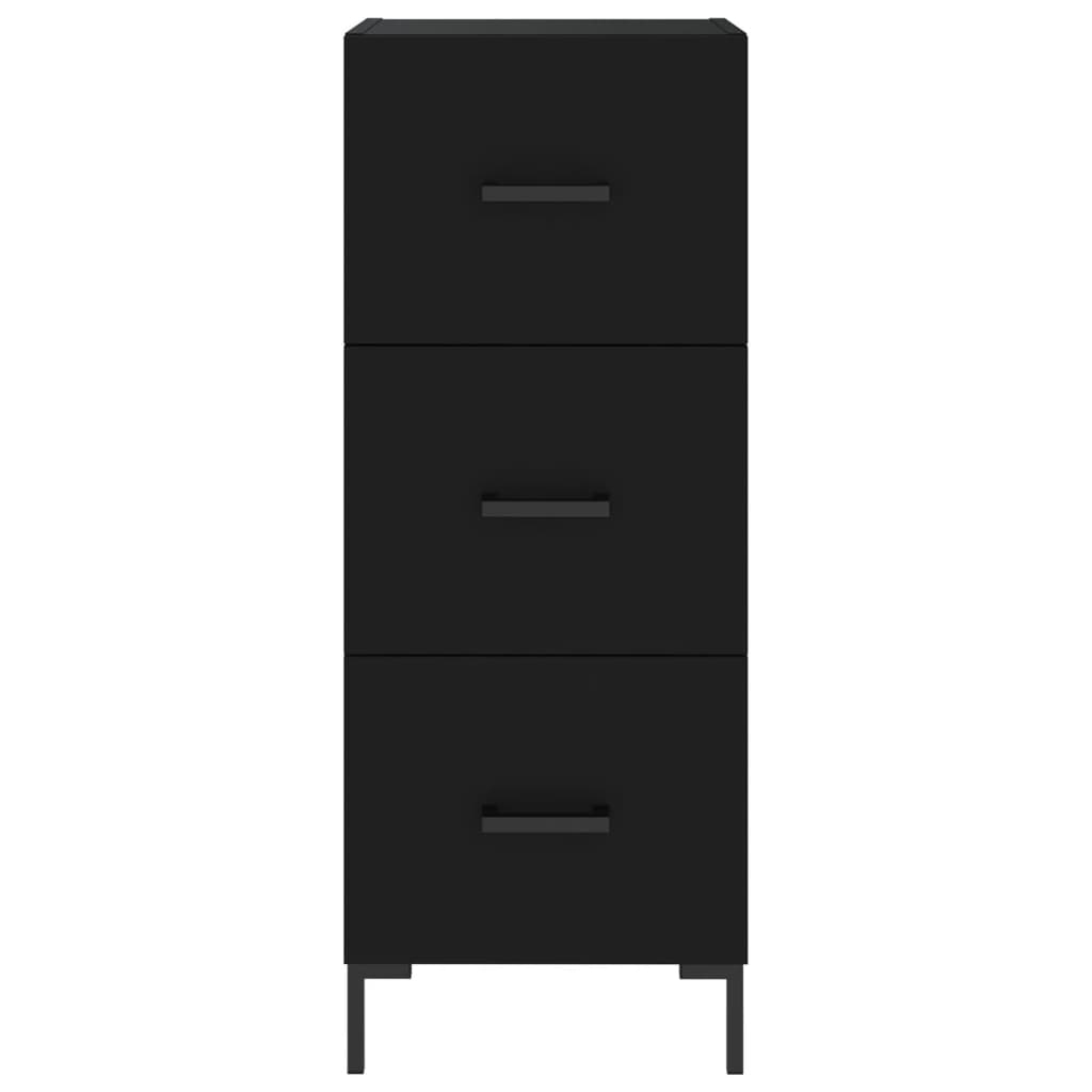 Armário Alto com 3 Gavetas e Vitrine Brenna de 180 cm - Preto - Design Moderno