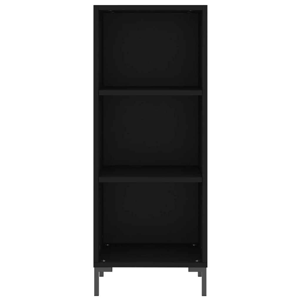 Armário Alto com 3 Prateleiras e Vitrine Brenna de 180 cm - Preto - Design Moderno