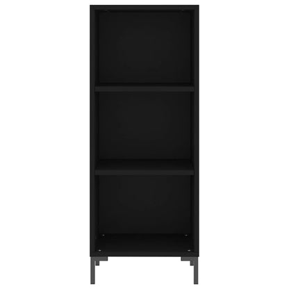 Armário Alto com 3 Prateleiras e Vitrine Brenna de 180 cm - Preto - Design Moderno