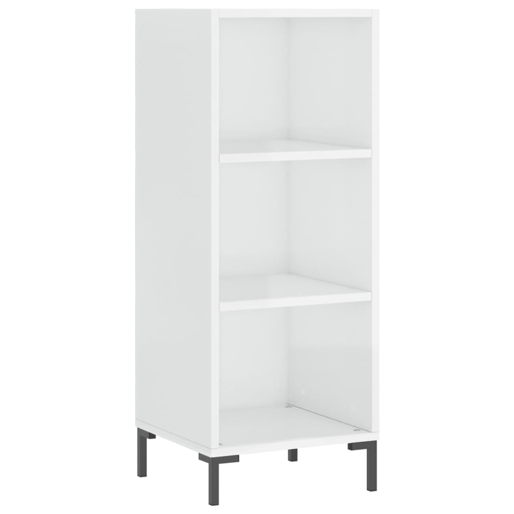 Armário Alto com 3 Prateleiras e Vitrine Brenna de 180 cm - Branco Brilhante - Design Moderno