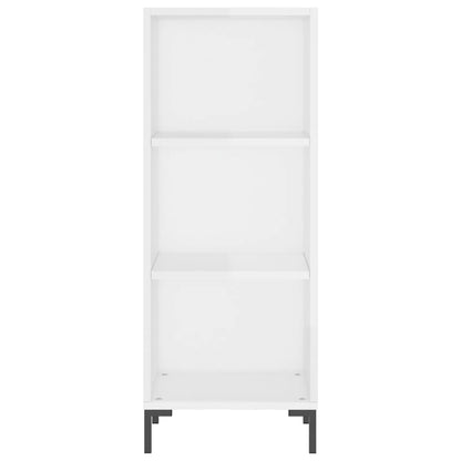 Armário Alto com 3 Prateleiras e Vitrine Brenna de 180 cm - Branco Brilhante - Design Moderno