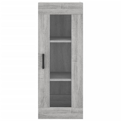 Armário Alto com 3 Prateleiras e Vitrine Brenna de 180 cm - Cinzento - Design Moderno