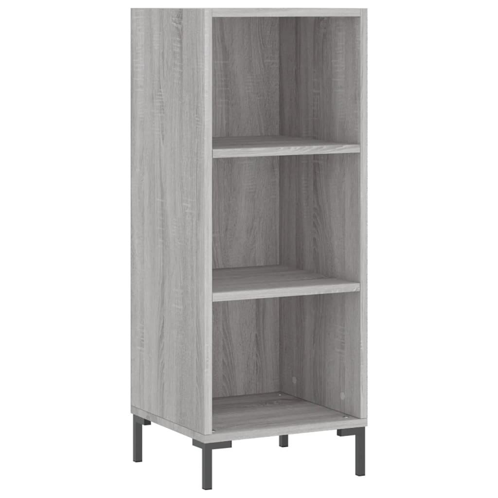 Armário Alto com 3 Prateleiras e Vitrine Brenna de 180 cm - Cinzento - Design Moderno