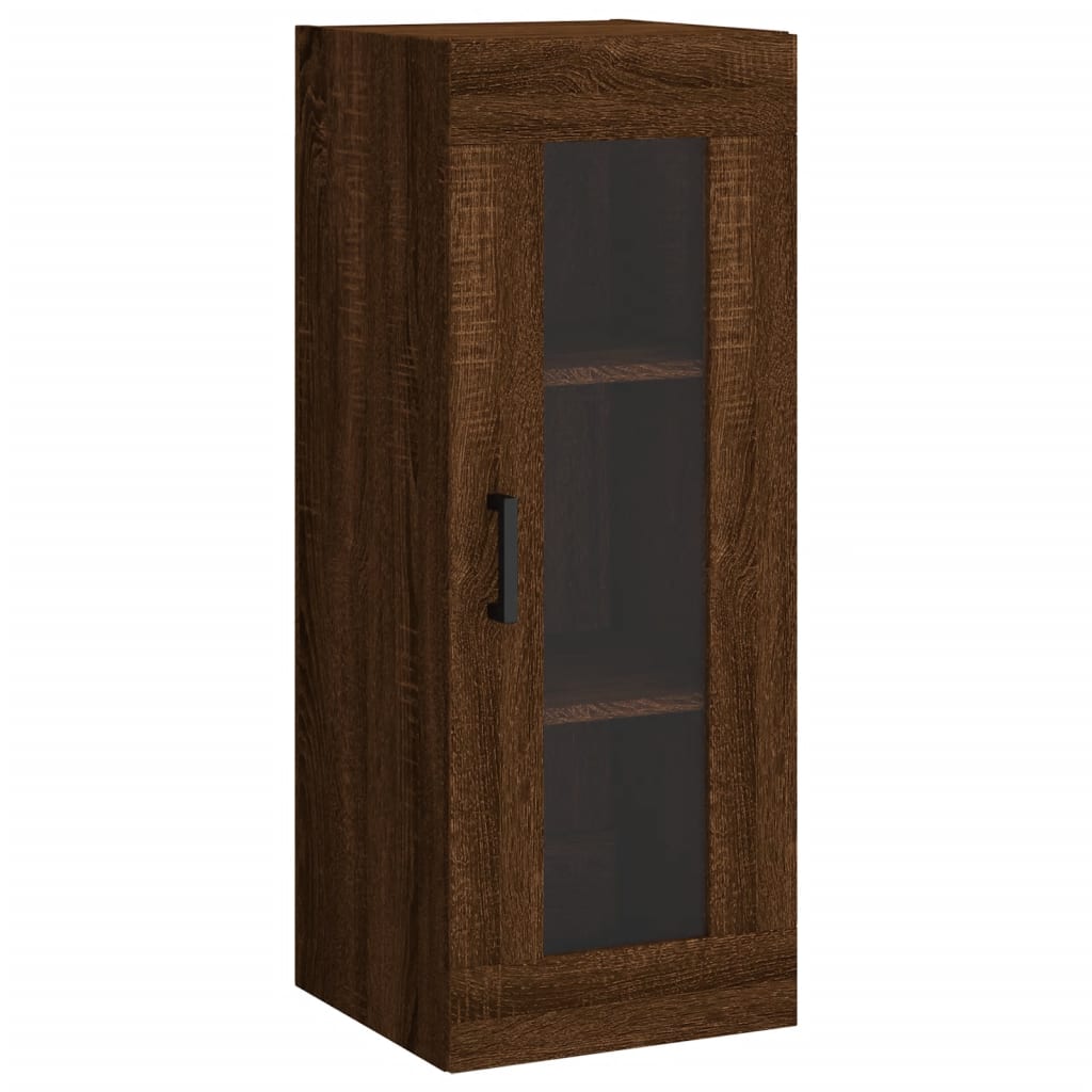 Armário Alto com 3 Prateleiras e Vitrine Brenna de 180 cm - Castanho - Design Moderno