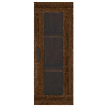 Armário Alto com 3 Prateleiras e Vitrine Brenna de 180 cm - Castanho - Design Moderno