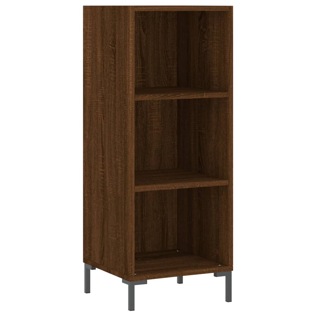 Armário Alto com 3 Prateleiras e Vitrine Brenna de 180 cm - Castanho - Design Moderno