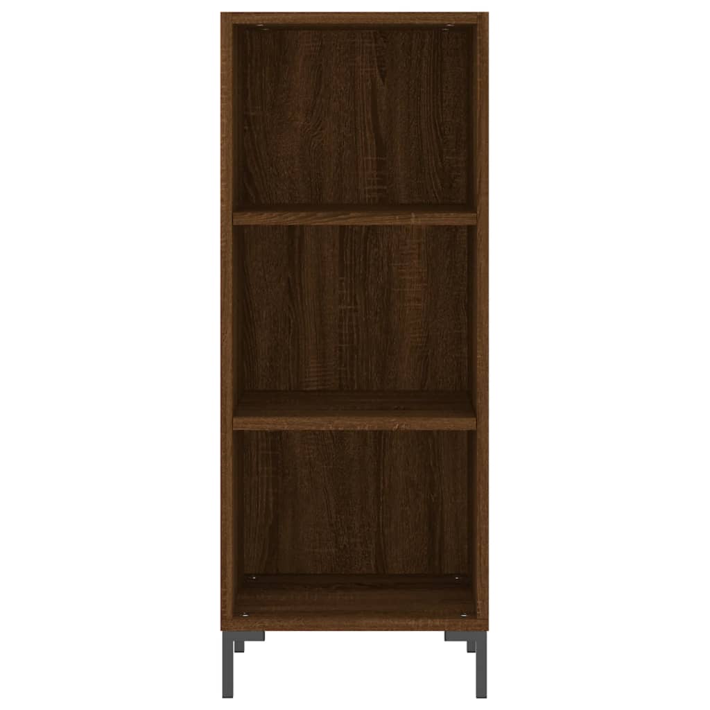 Armário Alto com 3 Prateleiras e Vitrine Brenna de 180 cm - Castanho - Design Moderno