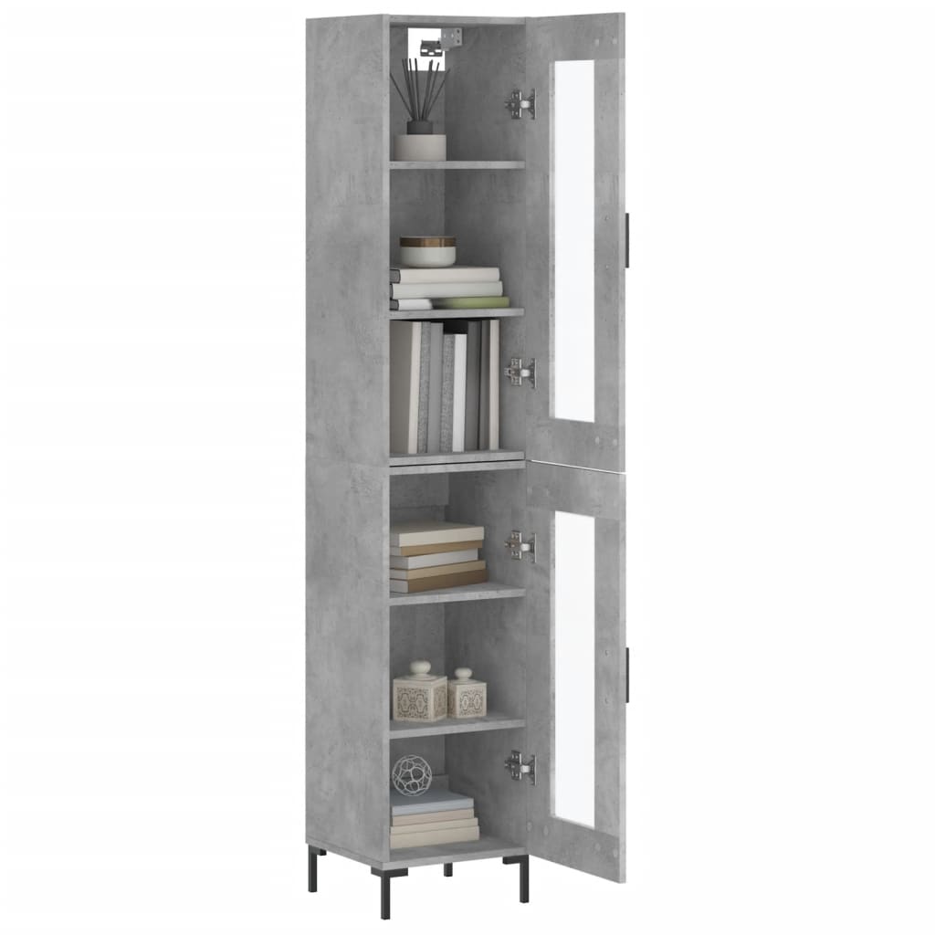 Vitrine Brenna de 180 cm - Cinzento Cimento - Design Nórdico