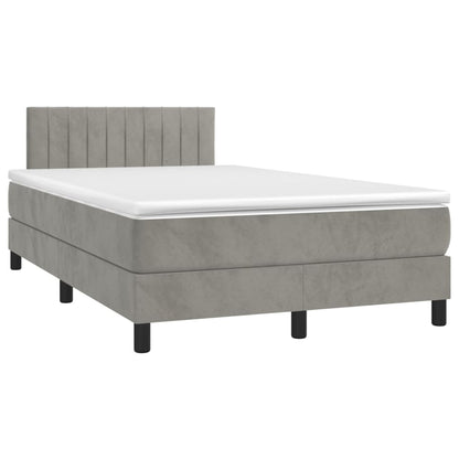 Cama boxspring c/ colchão 120x200 cm veludo cinzento-claro