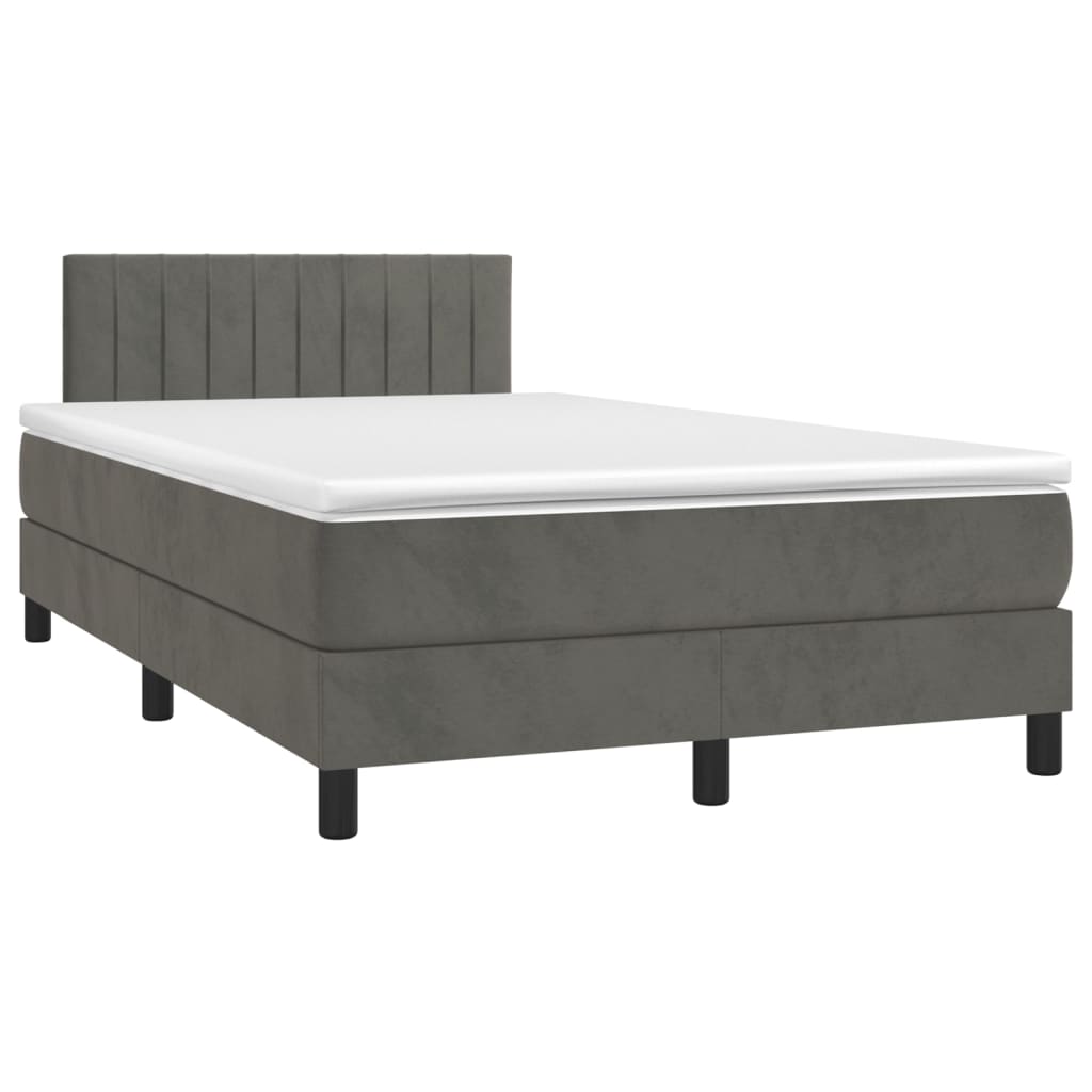 Cama boxspring com colchão 120x200 cm veludo cinzento-escuro