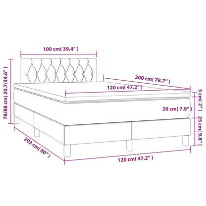 Cama boxspring com colchão 120x200 cm veludo verde-escuro