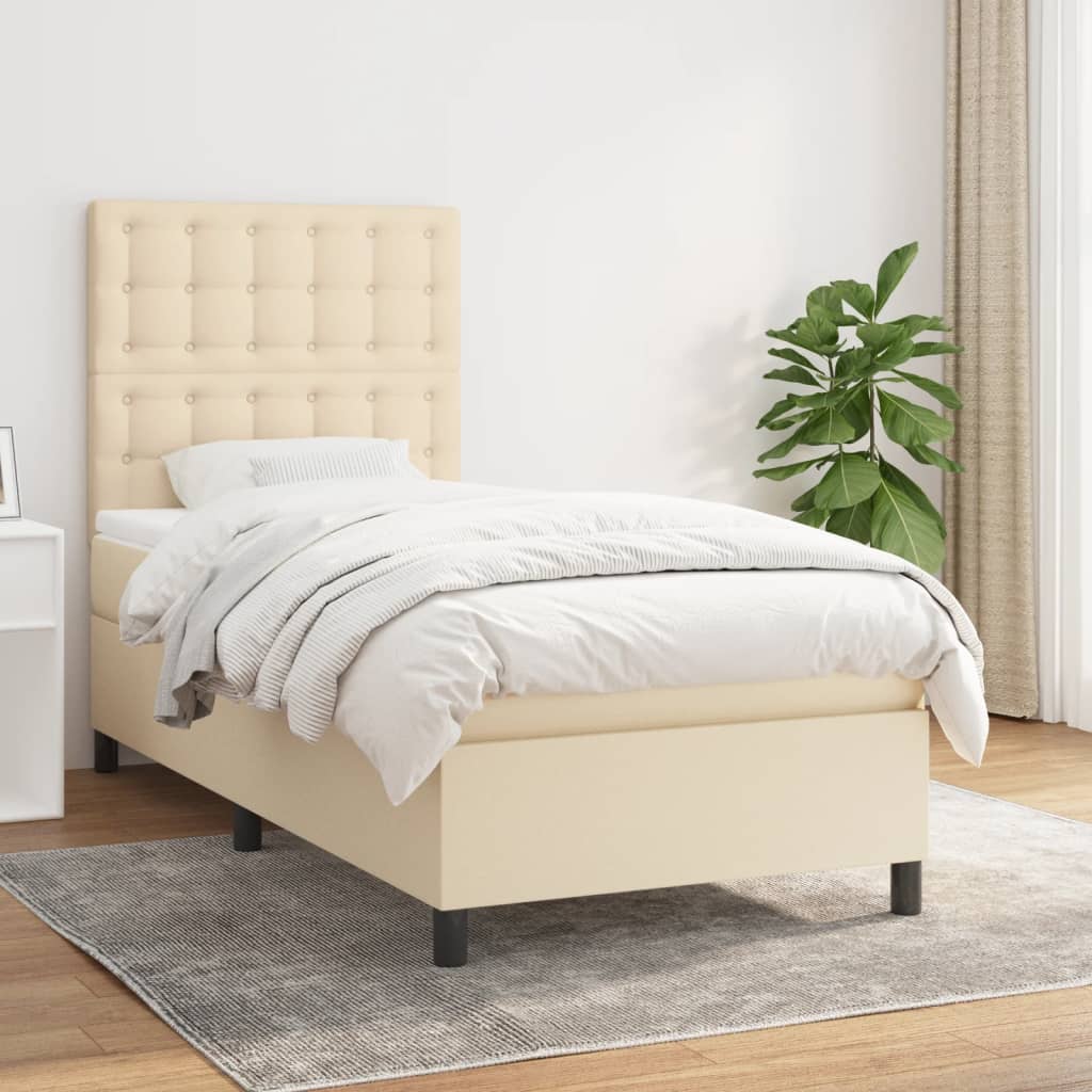 Cama com molas/colchão 90x190 cm tecido cor creme