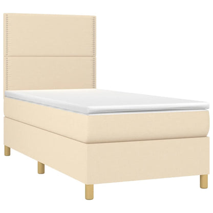 Cama com molas/colchão 90x190 cm tecido cor creme