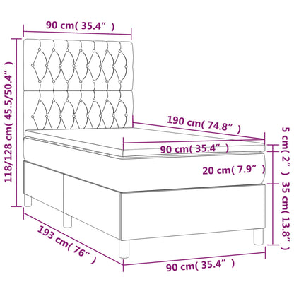 Cama com molas/colchão 90x190 cm tecido cor creme