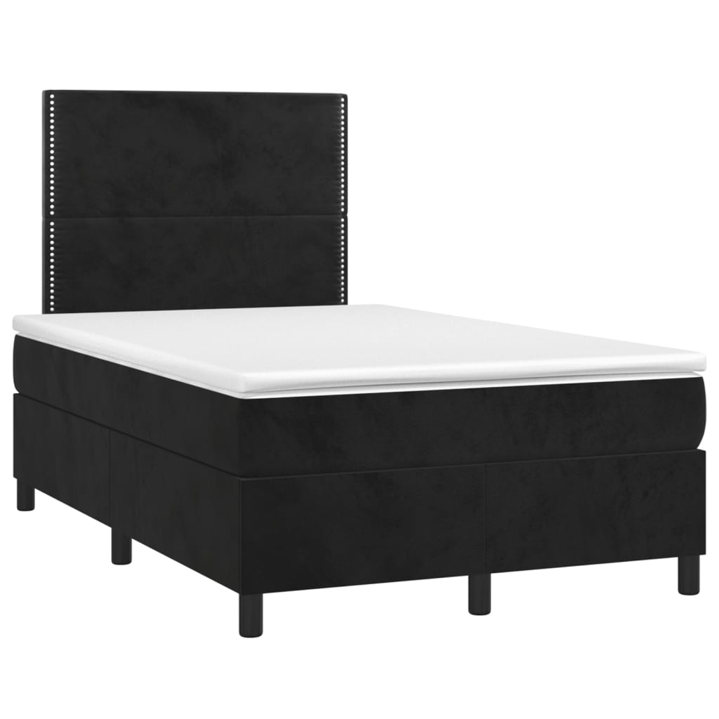 Cama boxspring com colchão 120x200 cm veludo preto