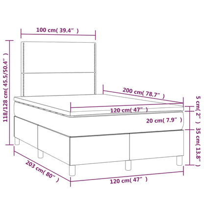 Cama boxspring com colchão 120x200 cm veludo preto