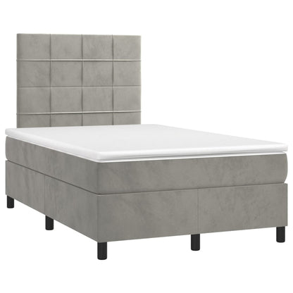 Cama boxspring c/ colchão 120x200 cm veludo cinzento-claro