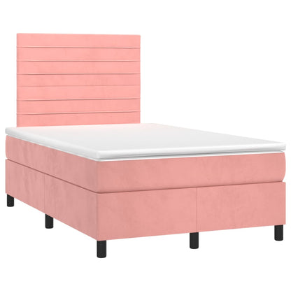 Cama boxspring com colchão 120x200 cm veludo rosa