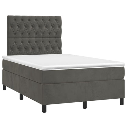 Cama boxspring com colchão 120x200 cm veludo cinzento-escuro