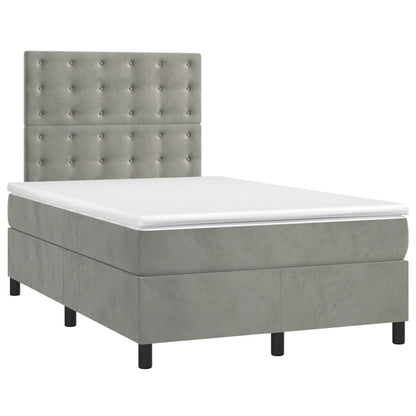 Cama boxspring c/ colchão 120x200 cm veludo cinzento-claro