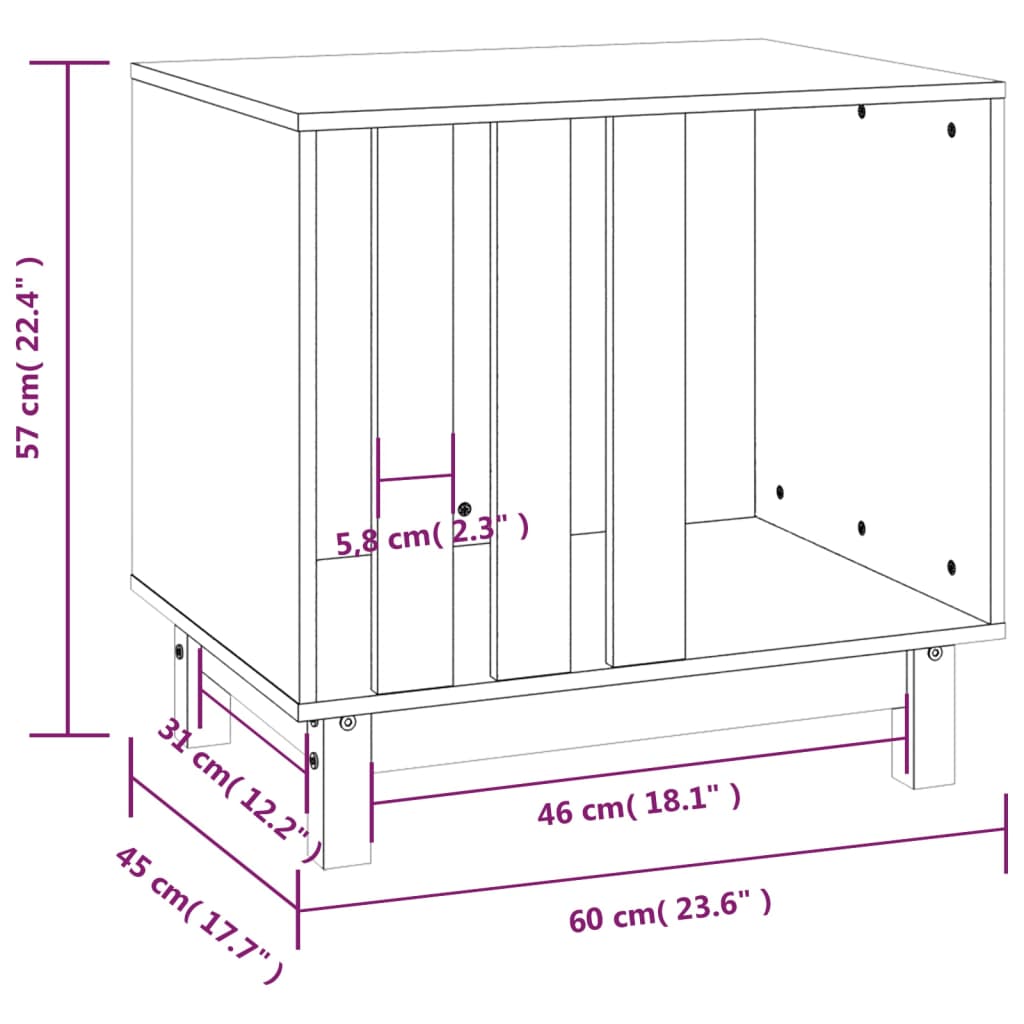 Casota para cães 60x45x57 cm madeira de pinho maciça branco