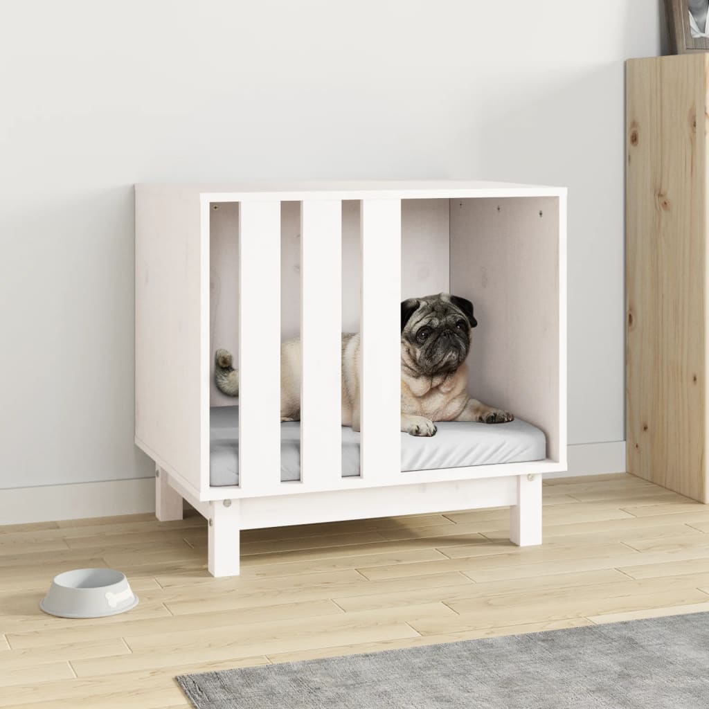 Casota para cães 60x45x57 cm madeira de pinho maciça branco