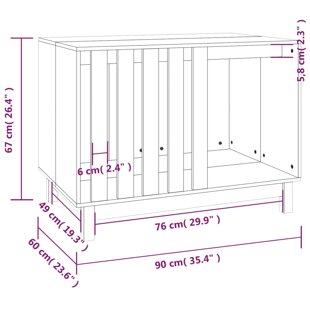 Casota para cães 90x60x67 cm madeira de pinho maciça branco