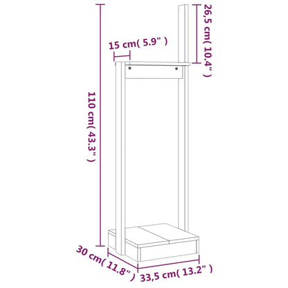 Suporte de lenha 33,5x30x110 cm pinho maciço